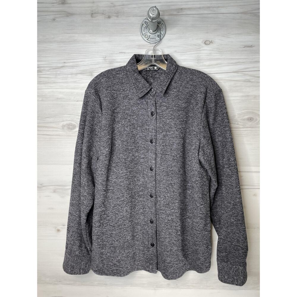 Riders by Lee Shirt Womens Medium Gray Button Down Long Sleeve Casual Polyester
